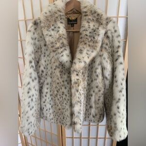 Dennis Basso Leopard Print Faux Fur Coat